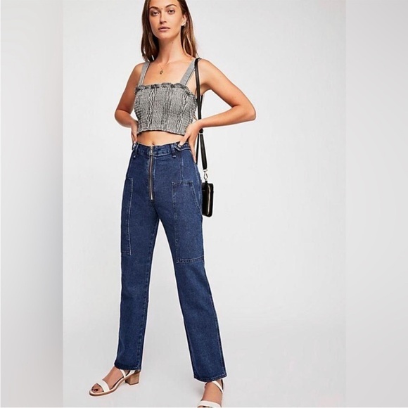 Free People Smocked Cropped Tank Top - Picture 2 of 10